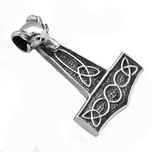 FSP16W96 celtic wolf head thor hammer Pendant - Click Image to Close